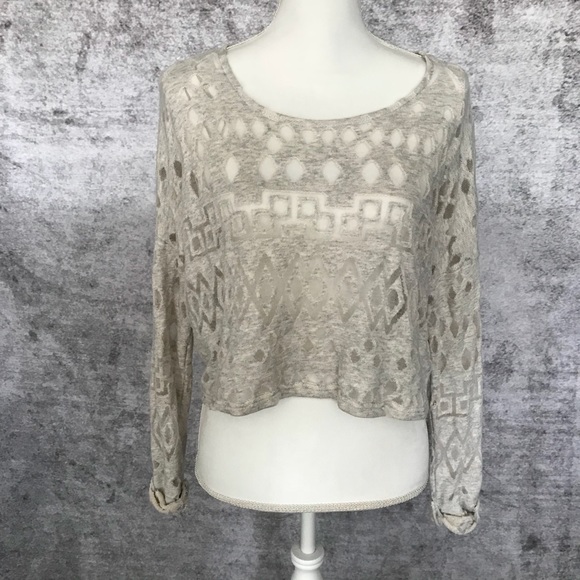 Guess Sheer Crop Sweater Top - Picture 2 of 6